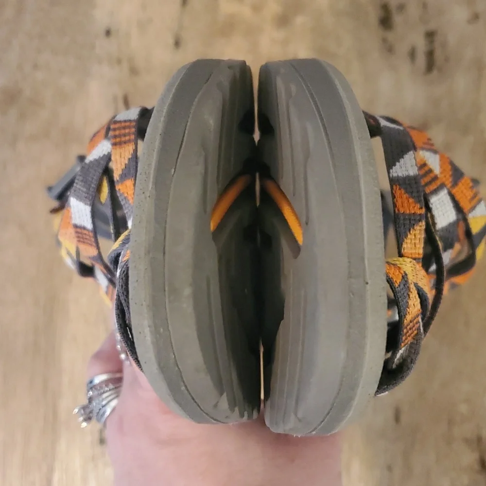 Chaco Z/Cloud X2 Womens Classic Sandals Size 8 Orange Grey White Comfort Hike - Picture 7 of 12